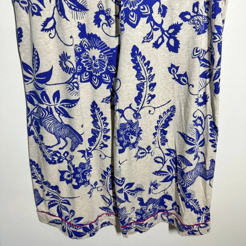 White Stuff Organic Cotton Natural Trina Cropped Jersey‎ PJ Bottoms Women S Blue